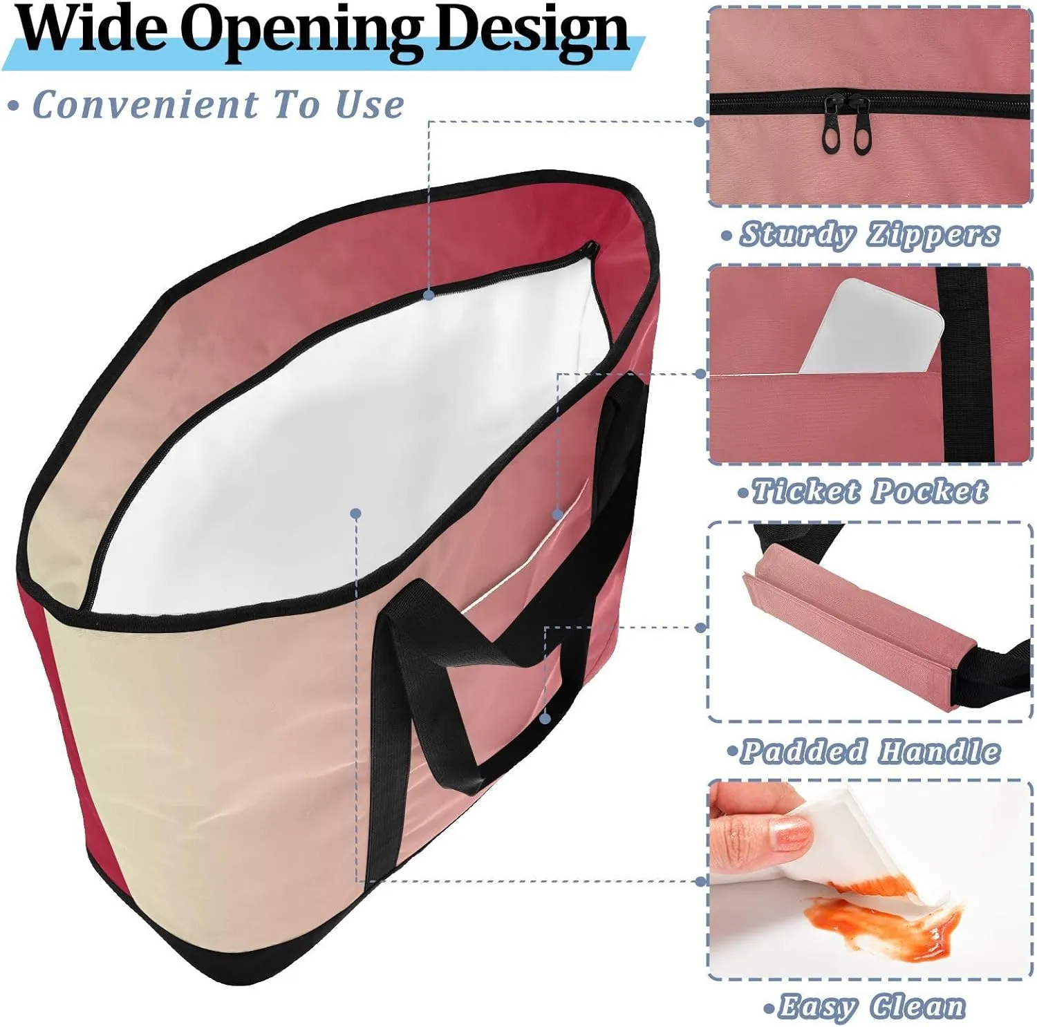 Insulated Soft Sided Cooler Bag Hot or Cold Carrier Portable Travel Cooler Personalized for Travel Picnics Delivery Blue Solid Color