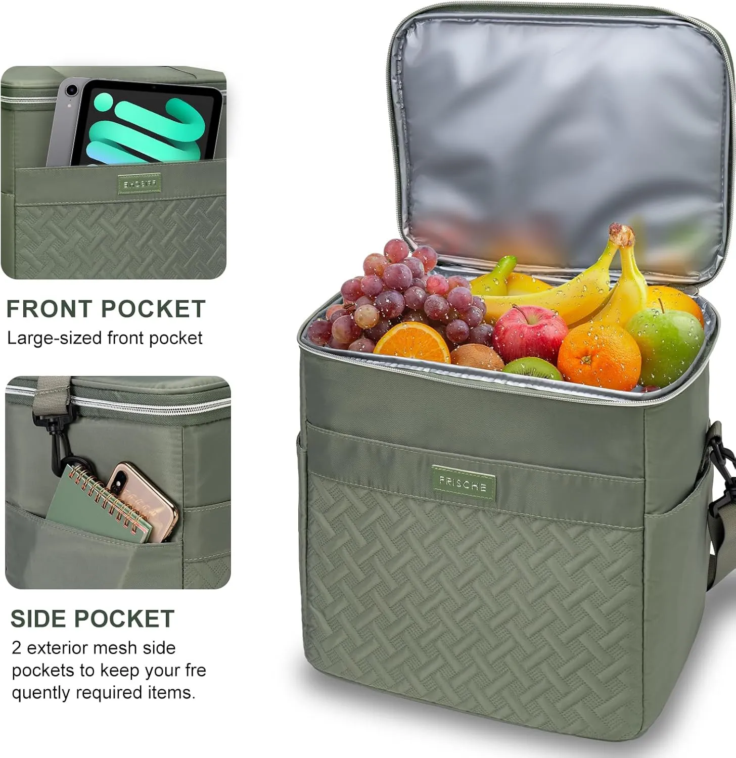 Insulated Waterproof Cooler Bag for Women Men，30 Cans Collapsible Lunch Bag with Shoulder Strap,Leakproof Soft Cooler for Beach, Camping & Travel
