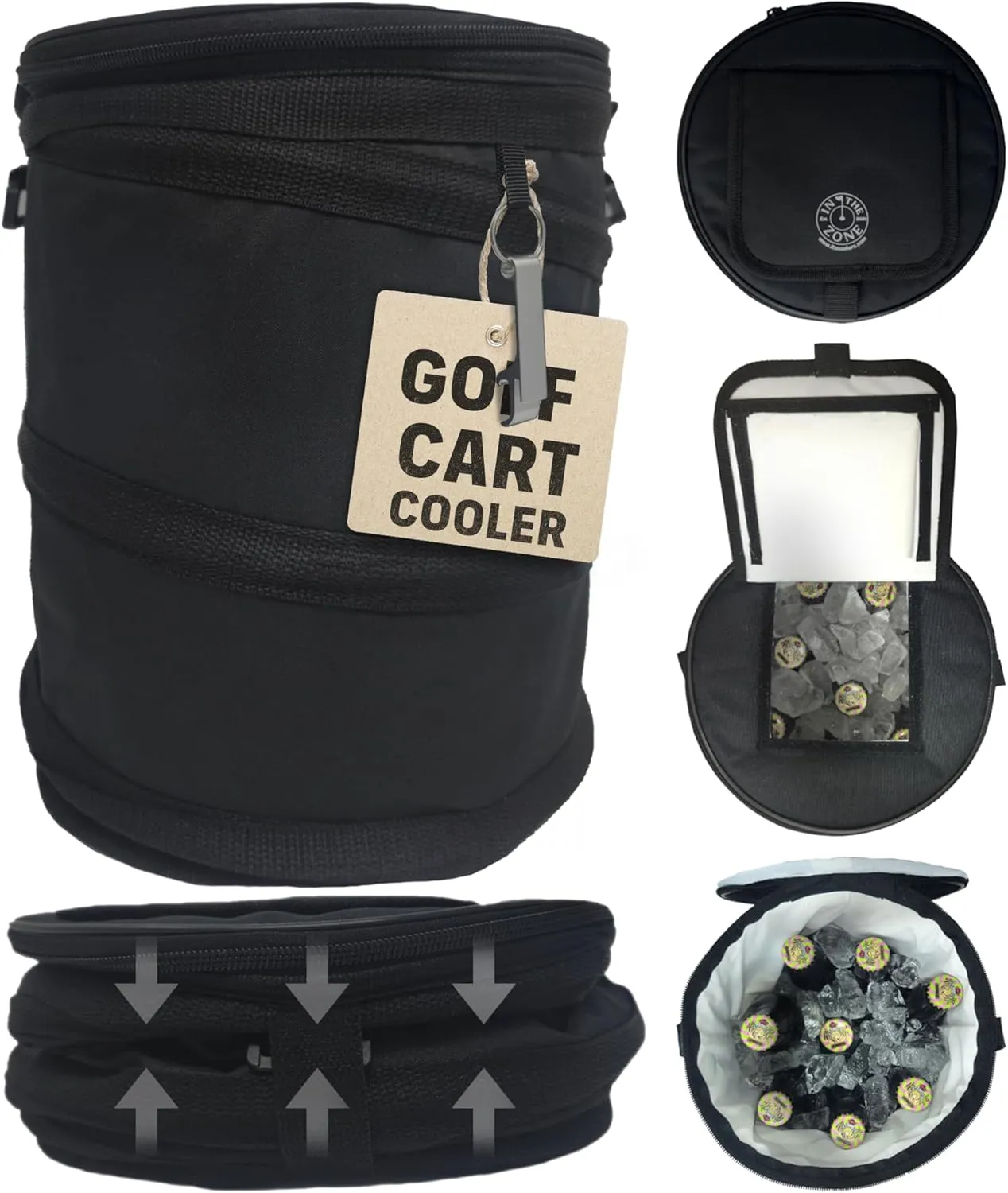 INTHEZONE - Collapsible Pop-Up Golf Cart Cooler Bag - Must-Have Push Cart and Cart Accessories for Men - Golf Necessities - Unique Golf Accessories for Golfers for Men