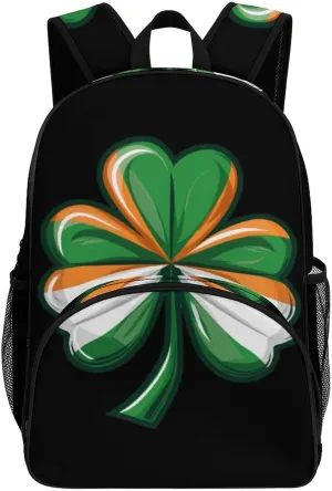 Irish Shamrock Backpack Print Laptop Bag Shoulder Bags Travel Casual Daypacks For Women Men