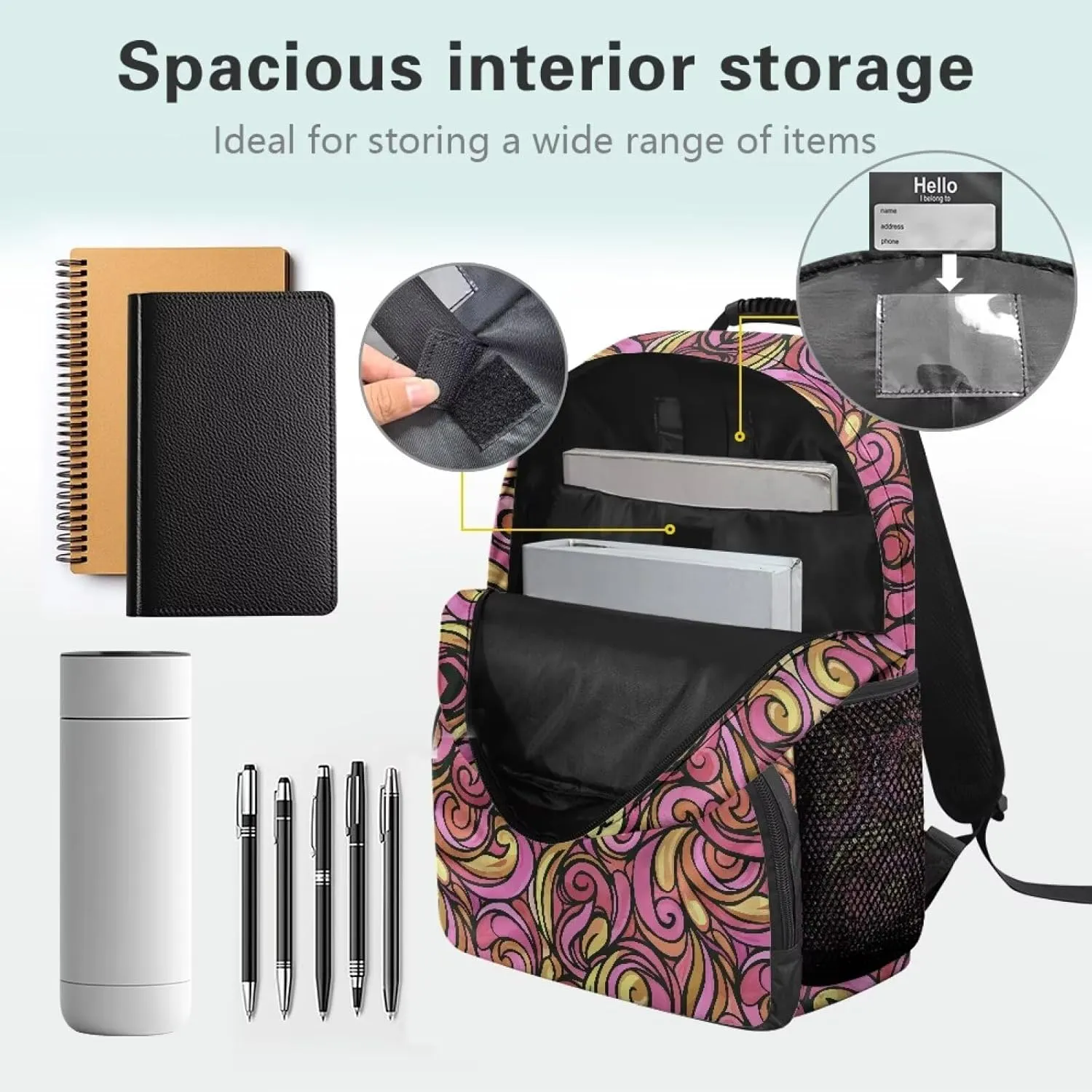 Irregular Pattern Travel Bag Backpack for Men Women Multi Compartment Back Packs School 17 Inch Bagpack Laptop Supplies for College Daily