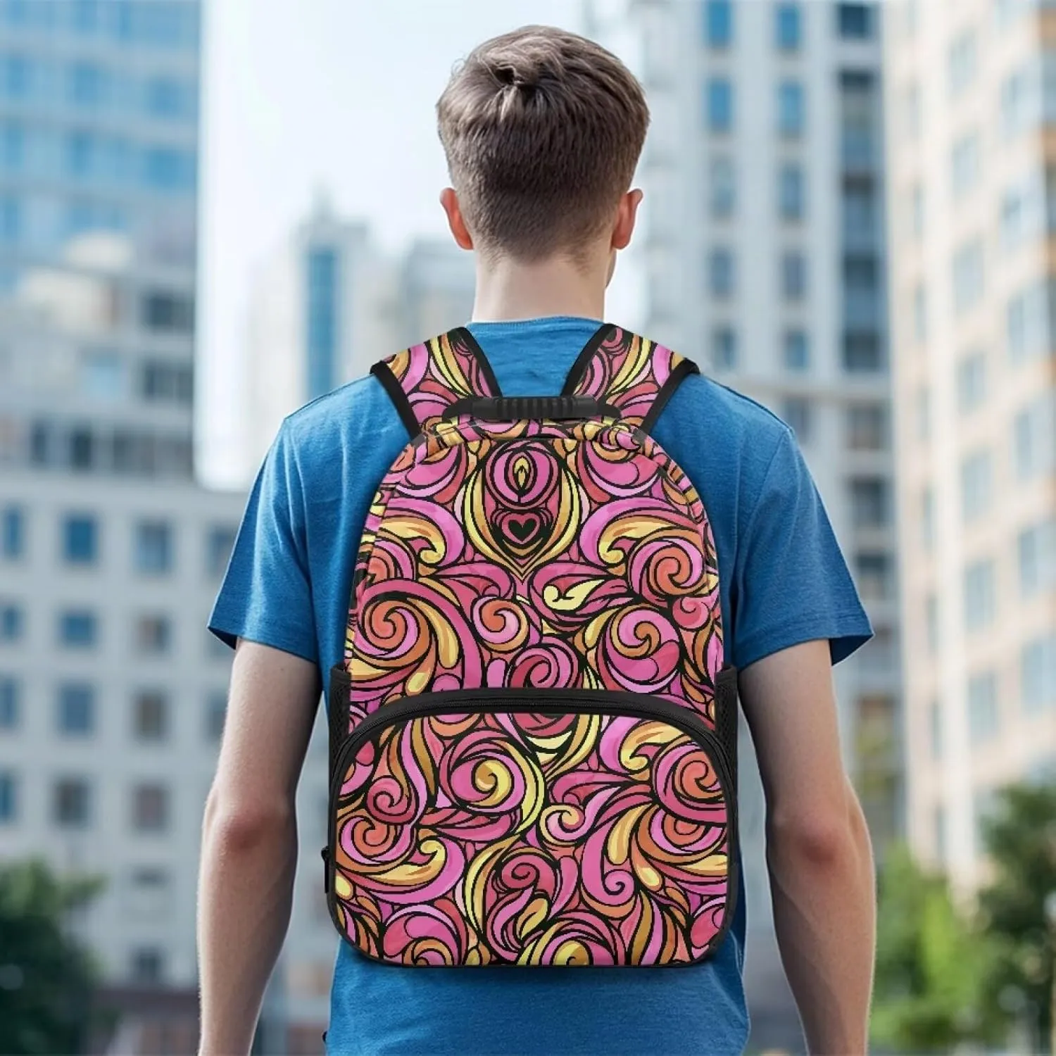Irregular Pattern Travel Bag Backpack for Men Women Multi Compartment Back Packs School 17 Inch Bagpack Laptop Supplies for College Daily