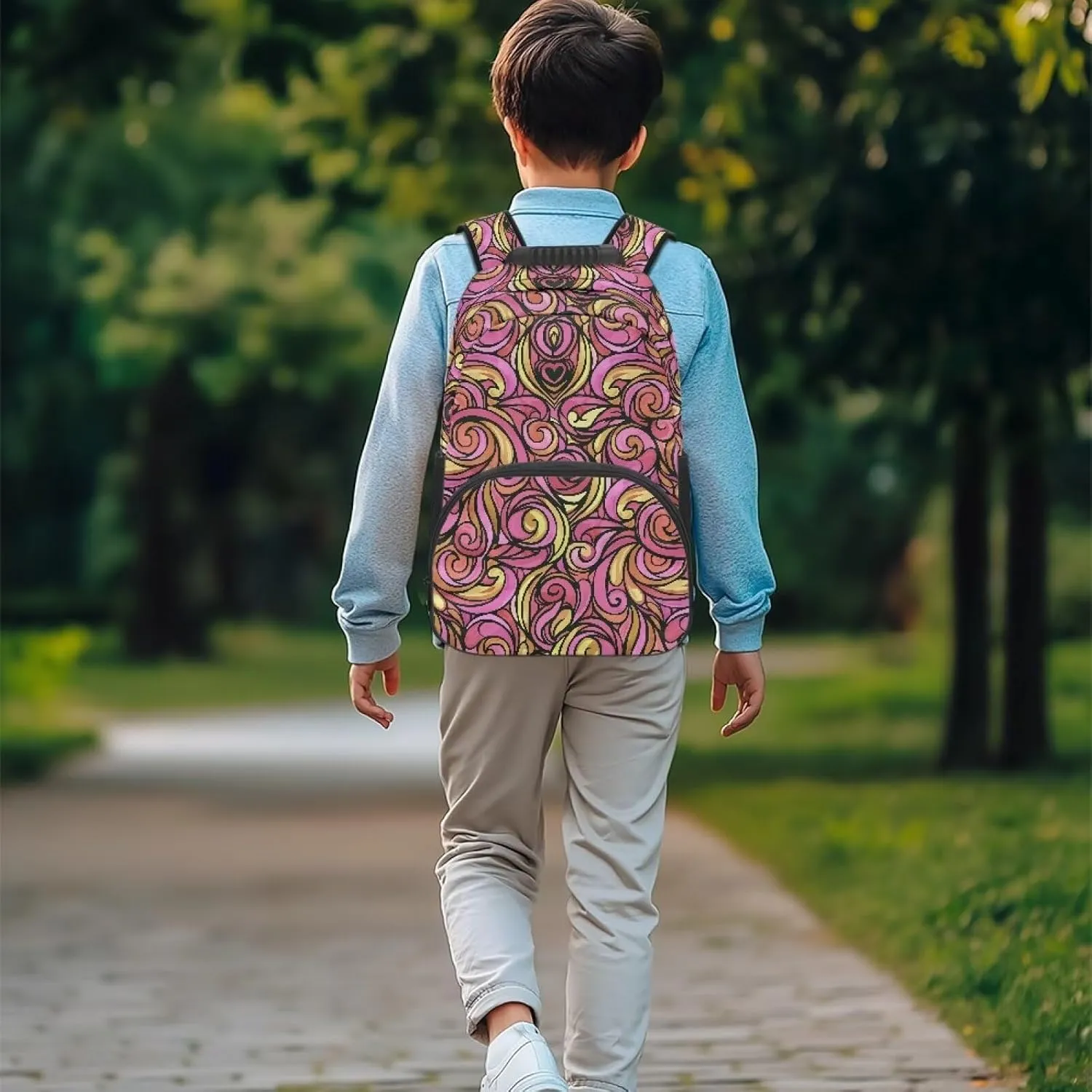 Irregular Pattern Travel Bag Backpack for Men Women Multi Compartment Back Packs School 17 Inch Bagpack Laptop Supplies for College Daily