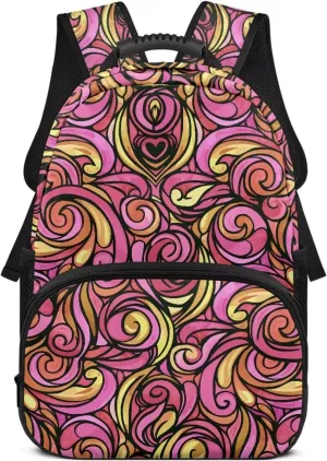 Irregular Pattern Travel Bag Backpack for Men Women Multi Compartment Back Packs School 17 Inch Bagpack Laptop Supplies for College Daily