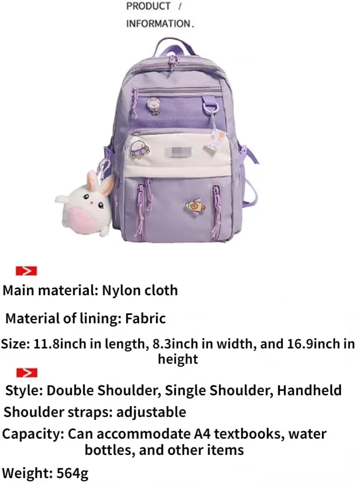 ISOLAY Cute Aesthetic Backpack Large Capacity Kawaii Backpack Casual Daypack Waterproof Travel Bags for Women (Grey)