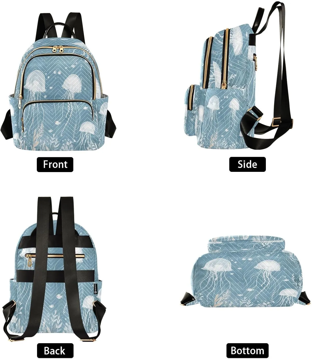 Jellyfish Seaweed Lightblue Backpack Purse for Women Shoulder Travel Daypacks Bags with Anti-theft Back for Women Hiking M