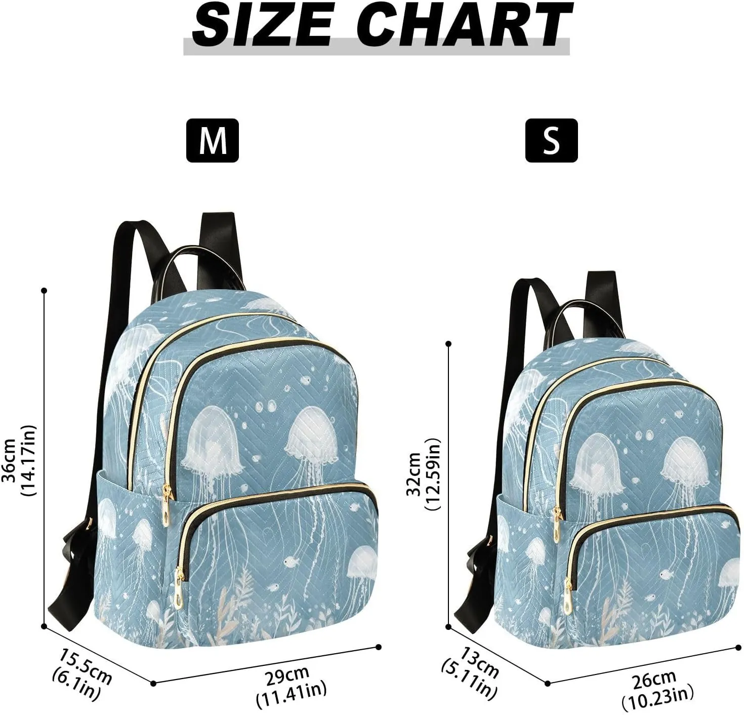 Jellyfish Seaweed Lightblue Backpack Purse for Women Shoulder Travel Daypacks Bags with Anti-theft Back for Women Hiking M