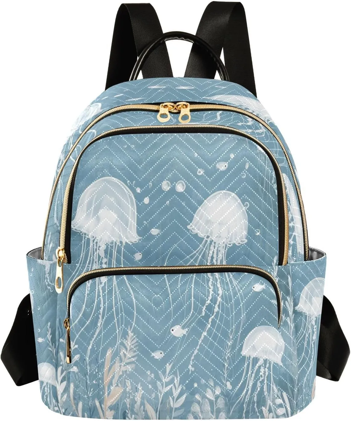 Jellyfish Seaweed Lightblue Backpack Purse for Women Shoulder Travel Daypacks Bags with Anti-theft Back for Women Hiking M