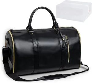 Jenni Convertible Travel Bag with Removable Wheels, High Capacity with Shoe Compartment (Pure Black)