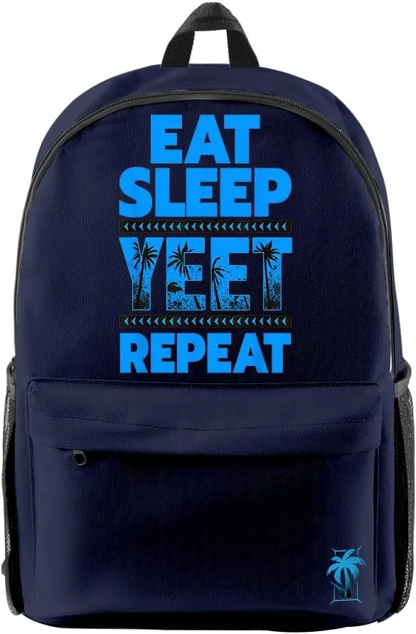 Jey Uso Eat Sleep Yeet Repeat Backpack Women Men Rucksack Unisex Travel Bag Packsack Casual Daypack (Navy,One Size)