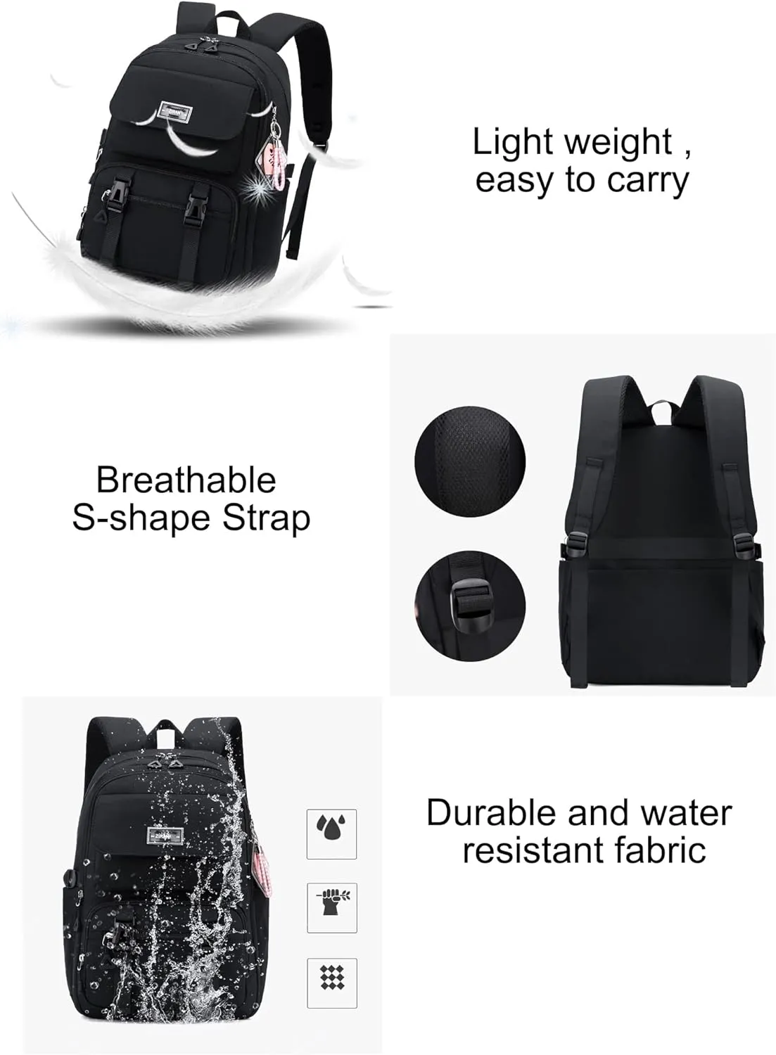 JiaYou Teen Girls Casual Backpack High Middle School Daypack Women Daily Travel Laptop Bag (2# Purple, 26 Liters)