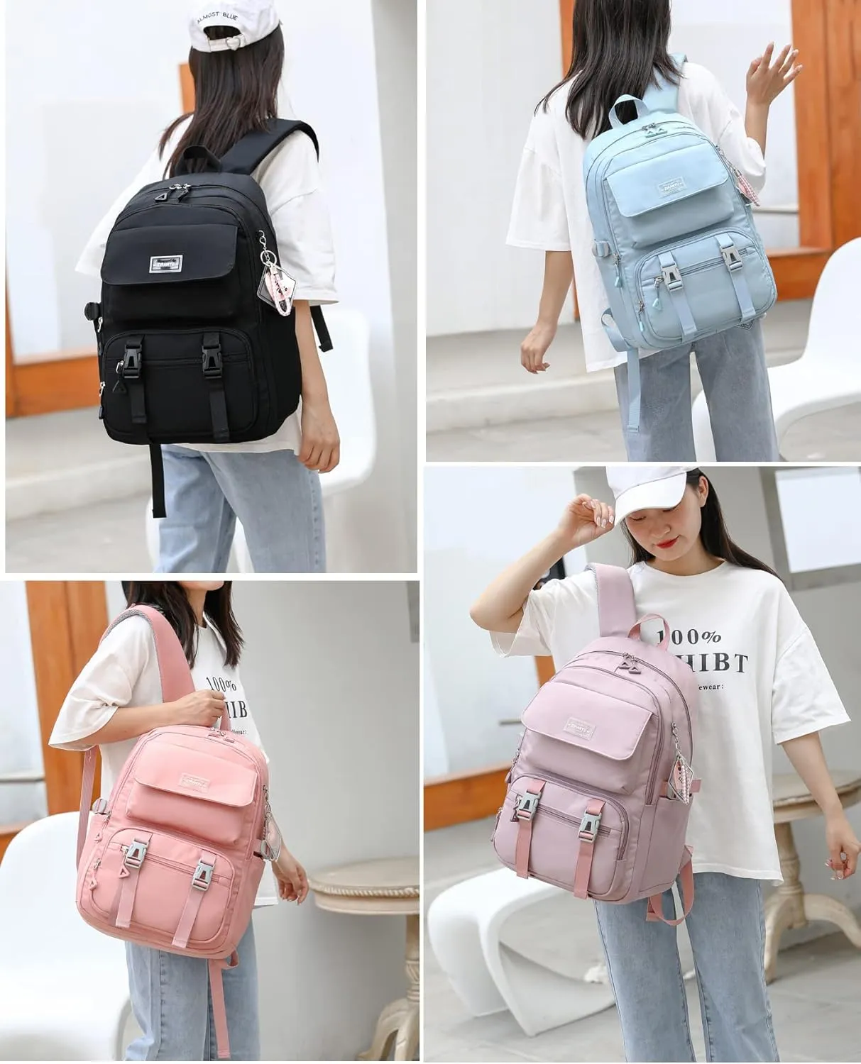 JiaYou Teen Girls Casual Backpack High Middle School Daypack Women Daily Travel Laptop Bag (2# Purple, 26 Liters)