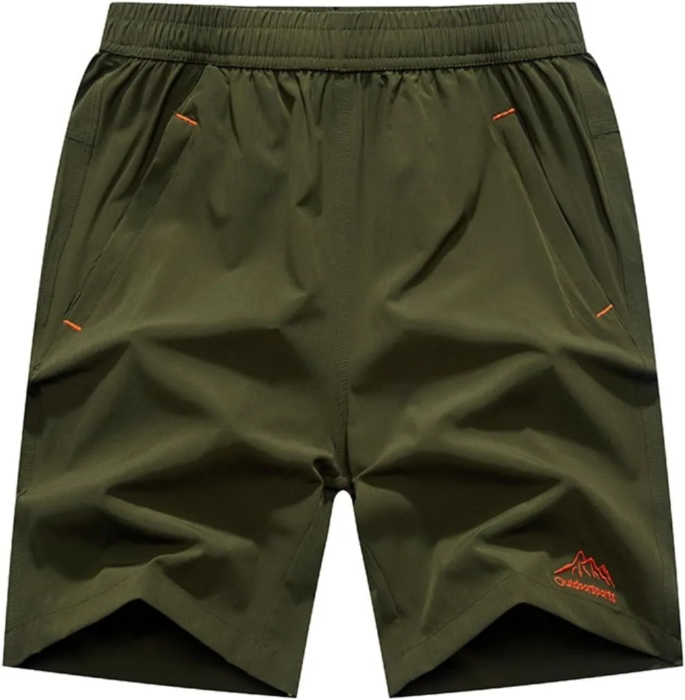 JINSHI Men's Outdoor Quick Dry Lightweight Sports Hiking Shorts Zipper Pockets