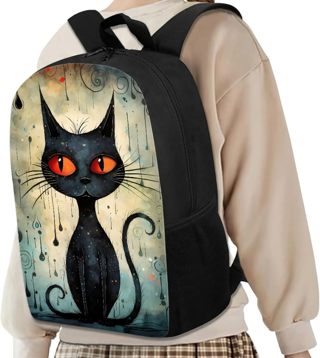 JooMeryer School Bags Backpack for Teens Childs Boys Girls 3D Animal Printed Casual Travel Knapsack Laptop Rucksack,Black Cat