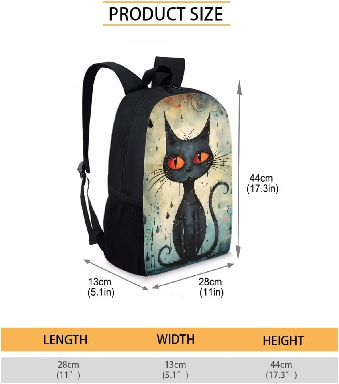 JooMeryer School Bags Backpack for Teens Childs Boys Girls 3D Animal Printed Casual Travel Knapsack Laptop Rucksack,Black Cat