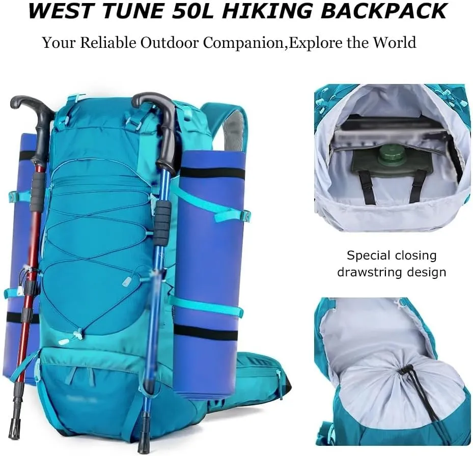 JSEIAJB 50L Hiking Backpack with Rain Cover Multifunctional Mountaineering Bag Outdoor Rucksack For Travel Trekking Camping