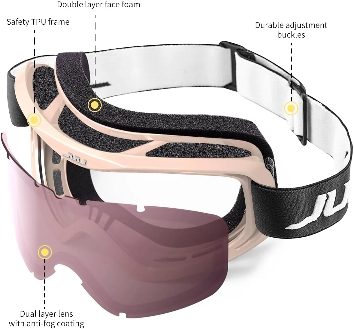 Juli Ski Goggles,Snow Snowboard Goggles Men Women Snowmobile Skiing Skating