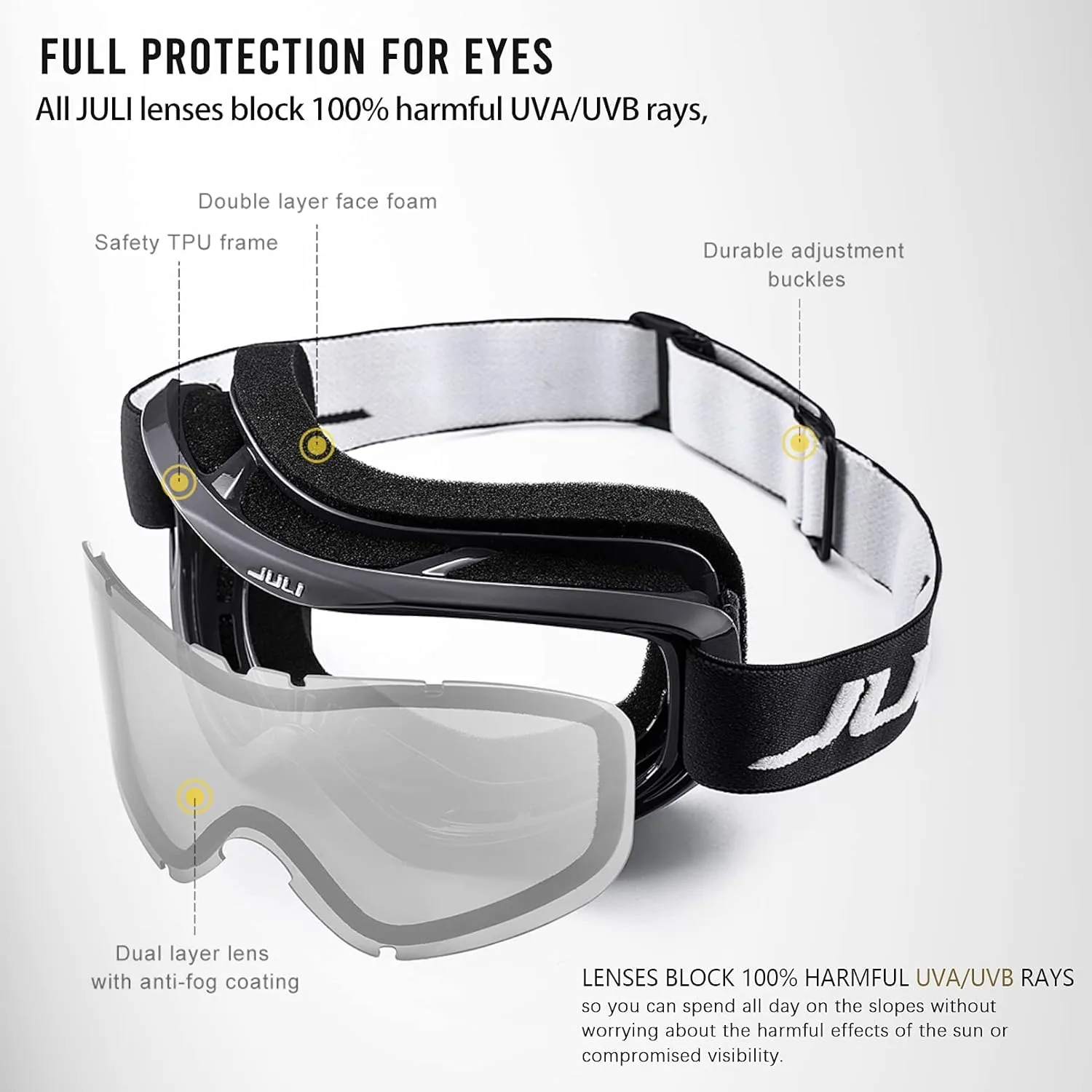 Juli Ski Goggles,Snow Snowboard Goggles Men Women Snowmobile Skiing Skating