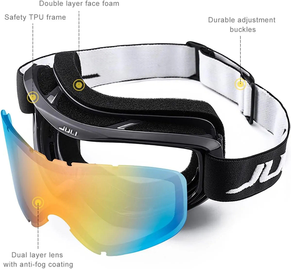 Juli Ski Goggles,Snow Snowboard Goggles Men Women Snowmobile Skiing Skating