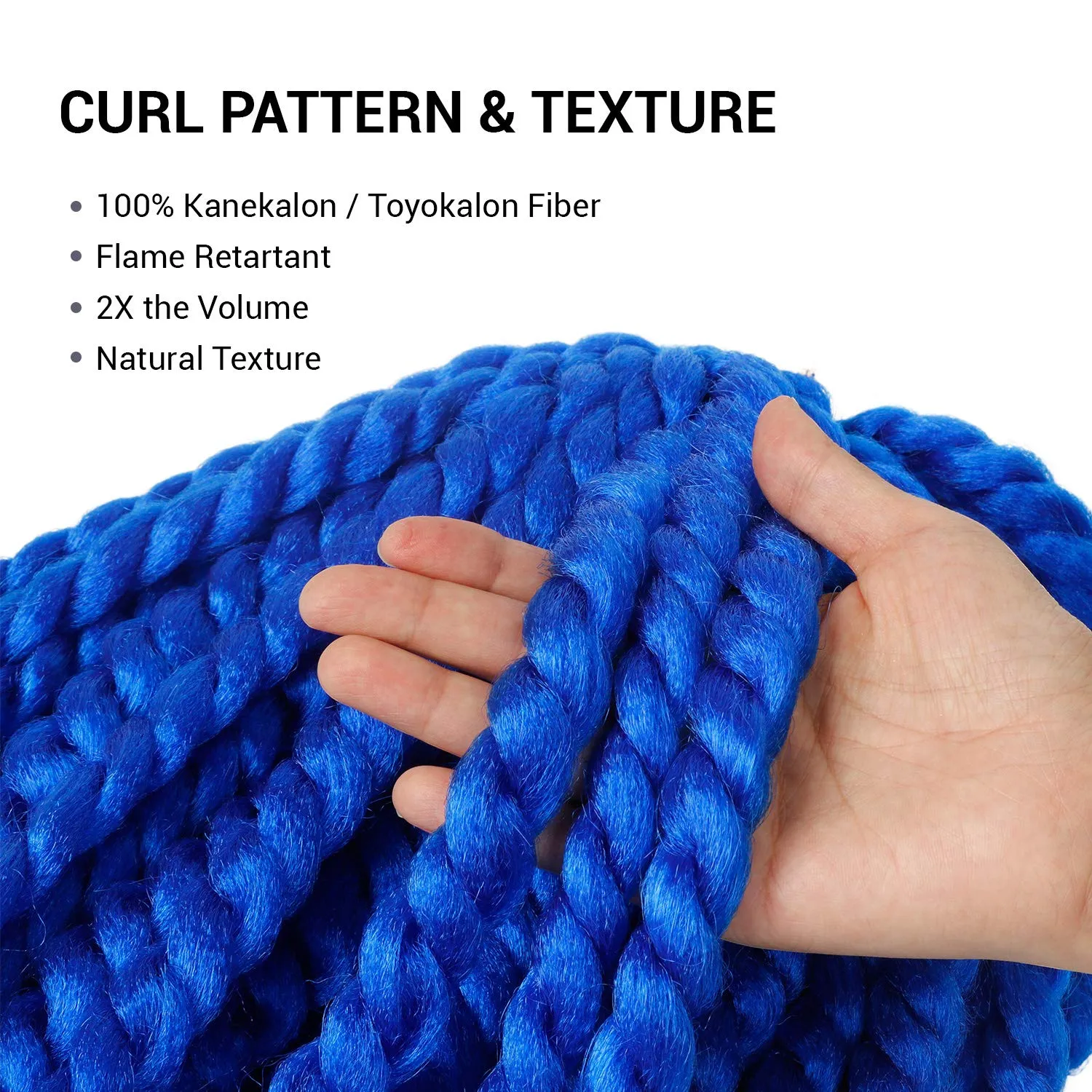 Jumbo Senegalese Twist Crochet Hair, 24 Inch, 4 Pack, Synthetic Extensions for Havana and Mambo Twist Styles, (Blue)