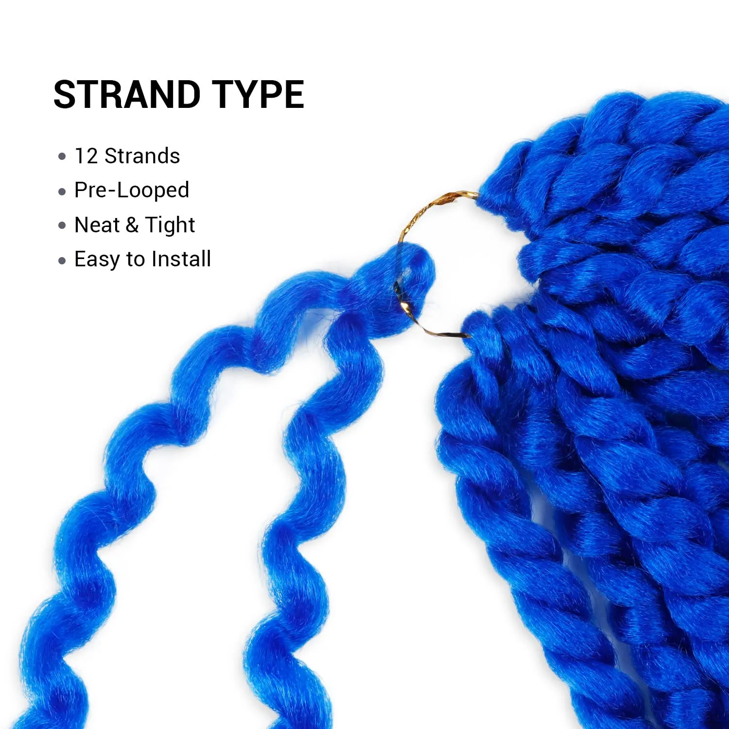 Jumbo Senegalese Twist Crochet Hair, 24 Inch, 4 Pack, Synthetic Extensions for Havana and Mambo Twist Styles, (Blue)