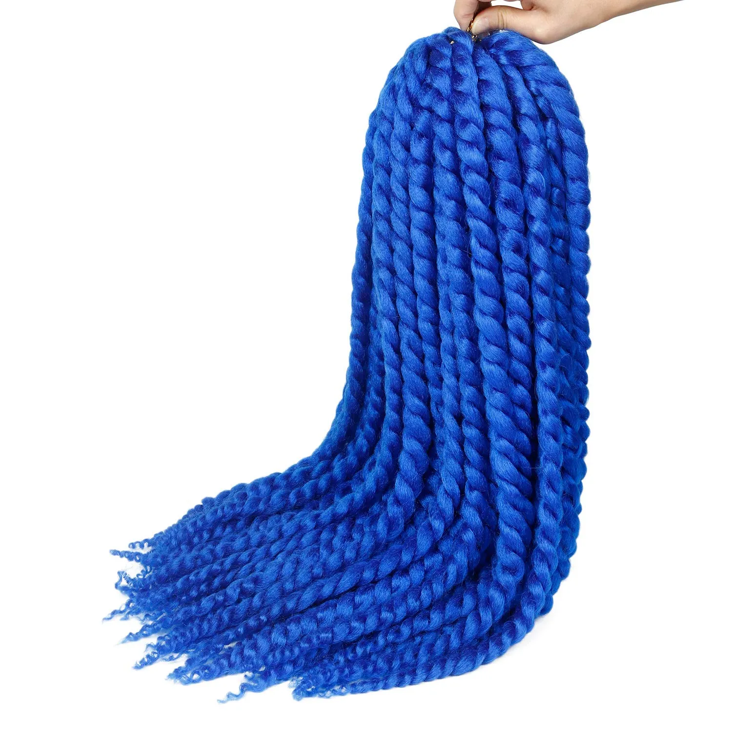 Jumbo Senegalese Twist Crochet Hair, 24 Inch, 4 Pack, Synthetic Extensions for Havana and Mambo Twist Styles, (Blue)