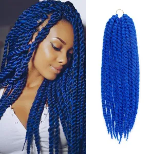 Jumbo Senegalese Twist Crochet Hair, 24 Inch, 4 Pack, Synthetic Extensions for Havana and Mambo Twist Styles, (Blue)