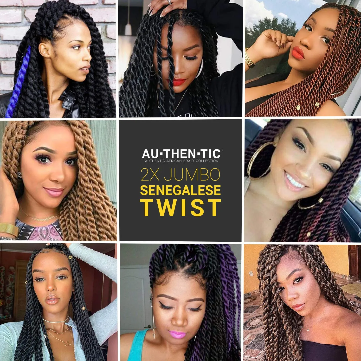 Jumbo Senegalese Twist Crochet Hair, 24 Inch, 4 Pack, Synthetic Extensions for Havana and Mambo Twist Styles, (BURG, Burgundy)