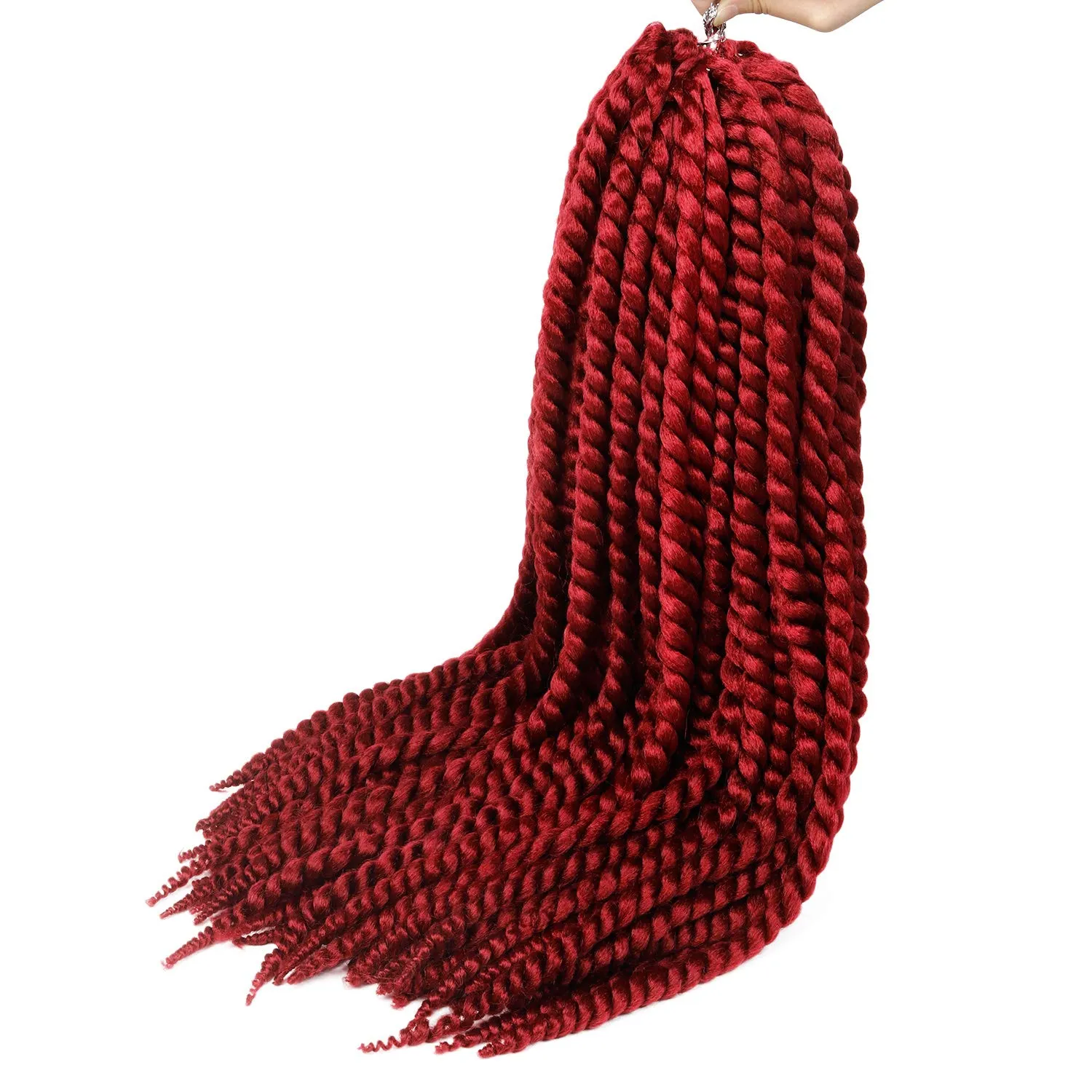 Jumbo Senegalese Twist Crochet Hair, 24 Inch, 4 Pack, Synthetic Extensions for Havana and Mambo Twist Styles, (BURG, Burgundy)