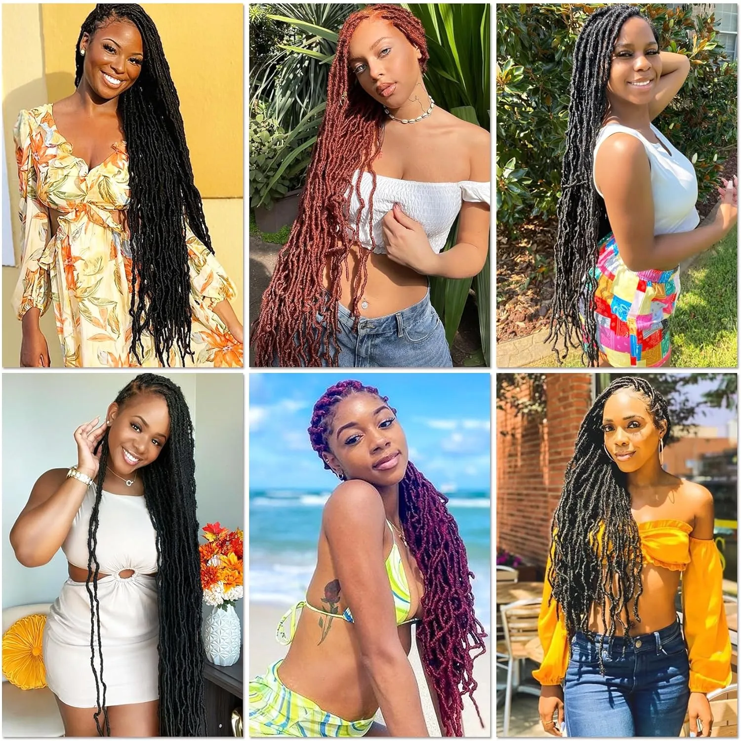Karida Faux Locs Crochet Hair 36 Inches, New Soft Locs Crochet Hair 7 Packs, Crochet Faux Locs Hair Pre Looped Crochet Hair for Black Women (36 Inch (Pack of), Pink#)