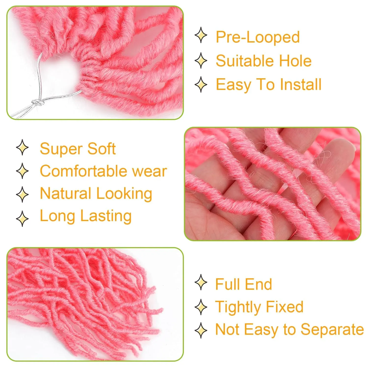 Karida Faux Locs Crochet Hair 36 Inches, New Soft Locs Crochet Hair 7 Packs, Crochet Faux Locs Hair Pre Looped Crochet Hair for Black Women (36 Inch (Pack of), Pink#)