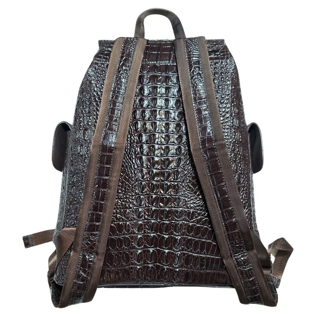 Kashani Chocolate Brown Hornback Alligator Rucksack