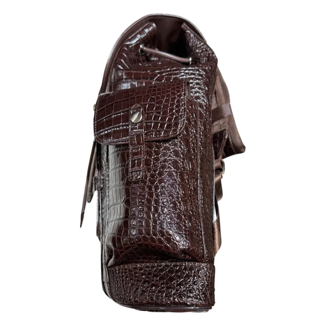 Kashani Chocolate Brown Hornback Alligator Rucksack