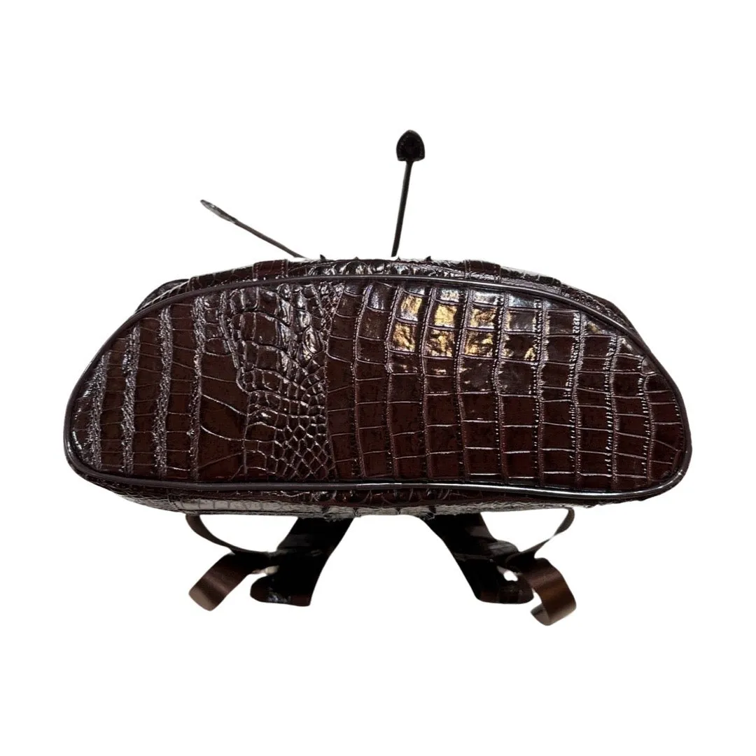 Kashani Chocolate Brown Hornback Alligator Rucksack