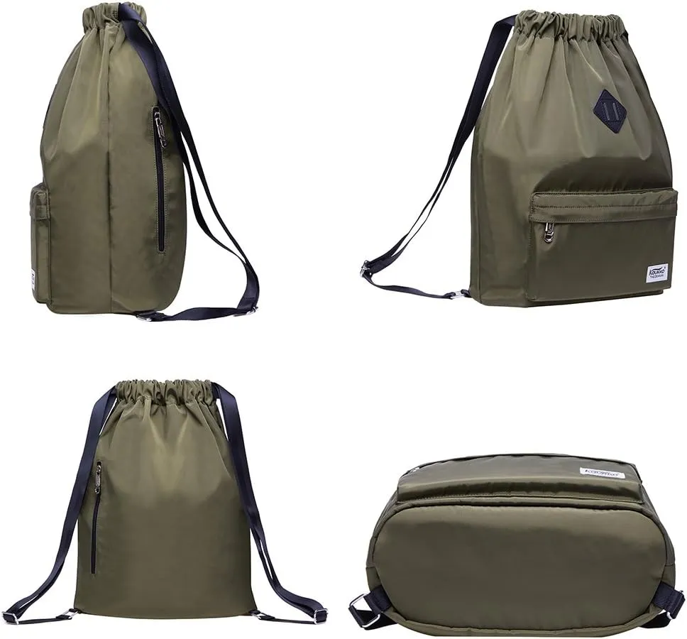 KAUKKO Drawstring Sports Backpack Gym Yoga Bag Shoulder Rucksack for Men and Women(1031-2-GREEN)