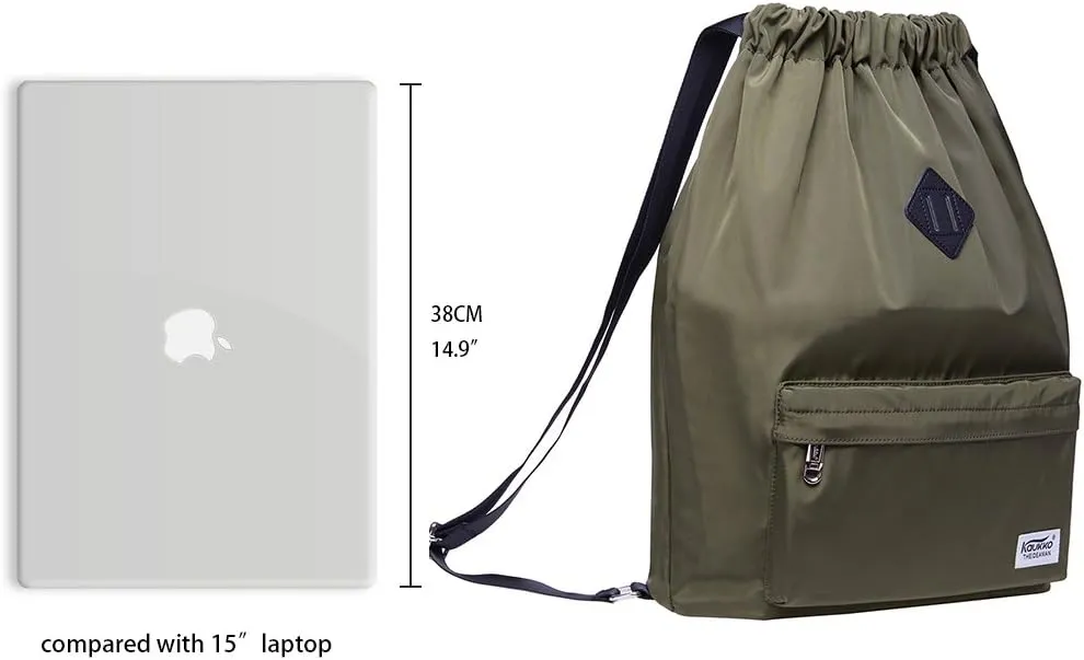 KAUKKO Drawstring Sports Backpack Gym Yoga Bag Shoulder Rucksack for Men and Women(1031-2-GREEN)