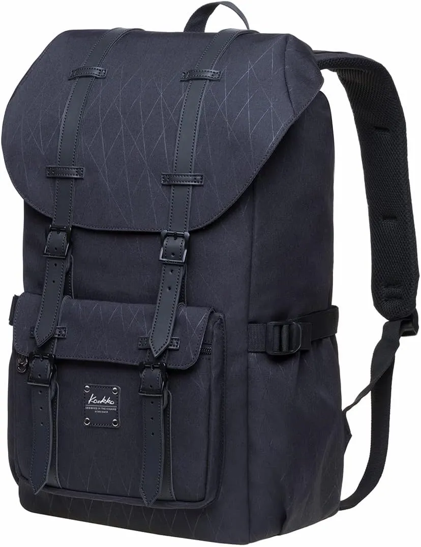 KAUKKO Laptop Travel Backpack Outdoor Casual Rucksack Fits 15.6 Inch Laptop(18-Black)