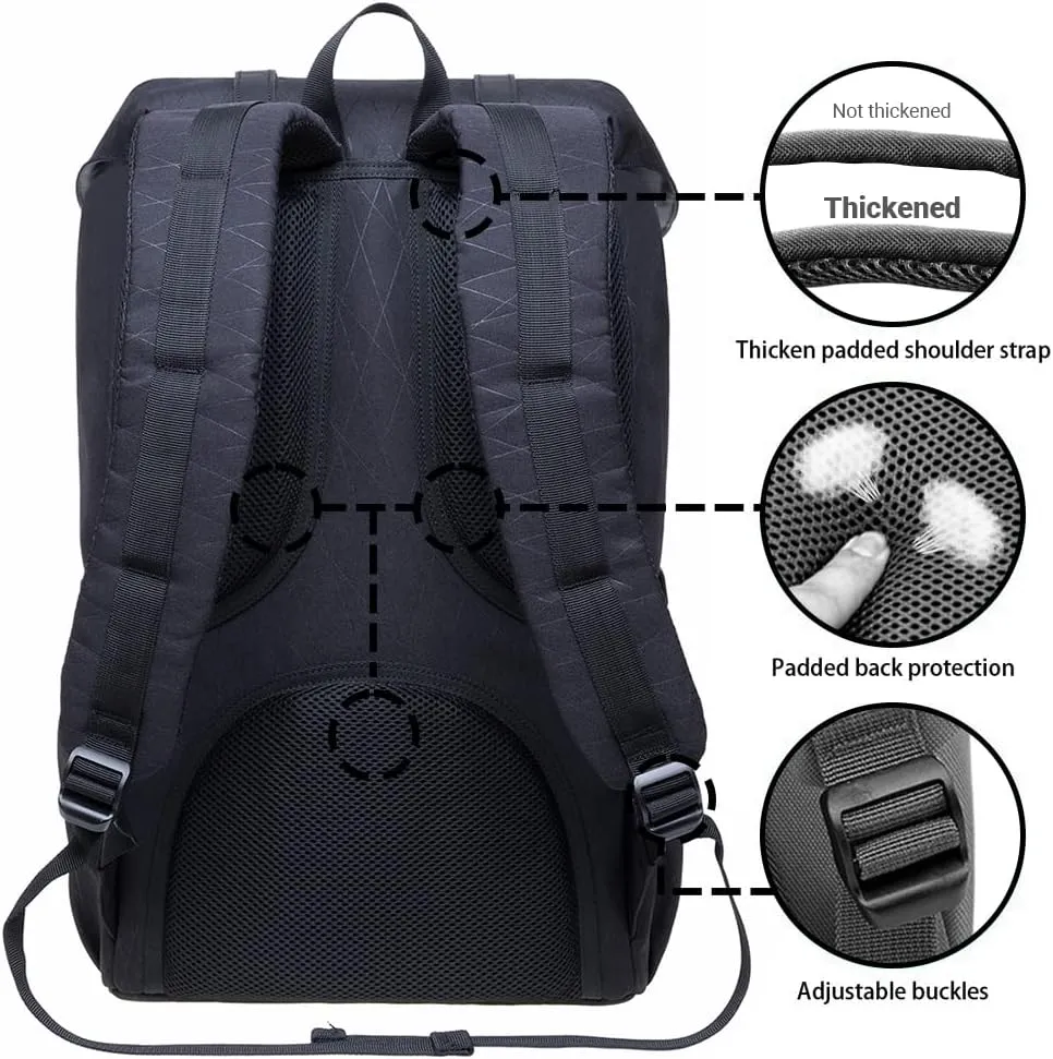 KAUKKO Laptop Travel Backpack Outdoor Casual Rucksack Fits 15.6 Inch Laptop(18-Black)