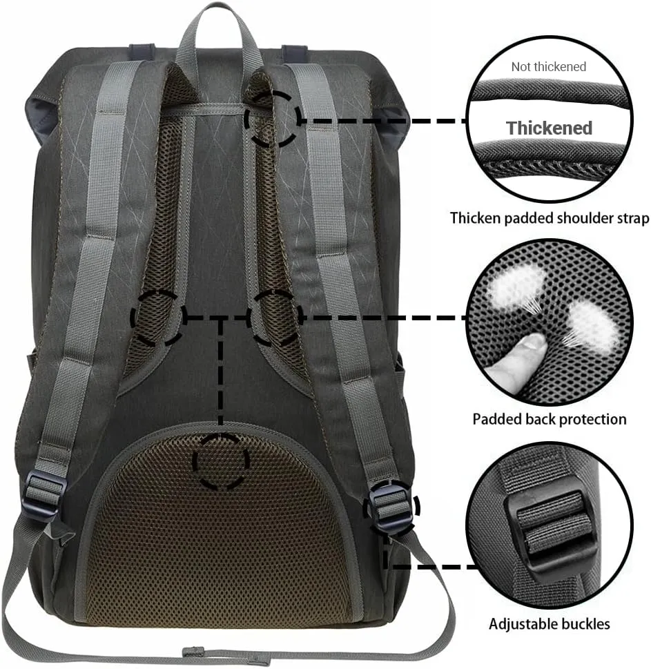 KAUKKO Laptop Travel Backpack Outdoor Rucksack Fits 15.6 Inch Laptop (18-army green)