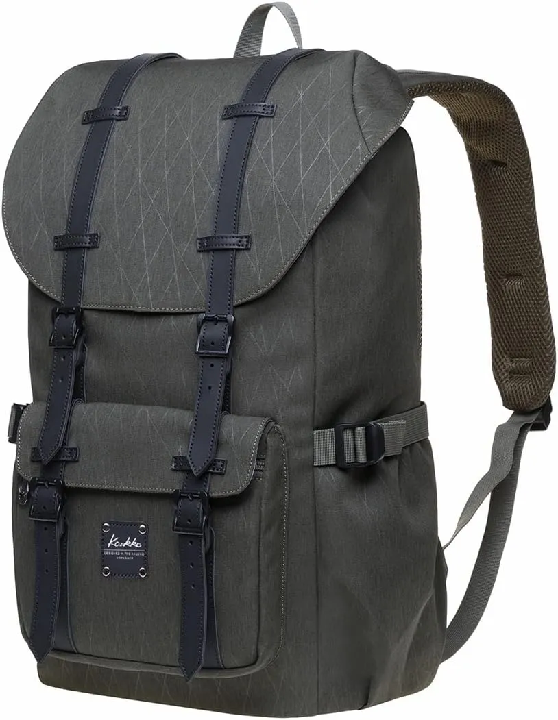 KAUKKO Laptop Travel Backpack Outdoor Rucksack Fits 15.6 Inch Laptop (18-army green)