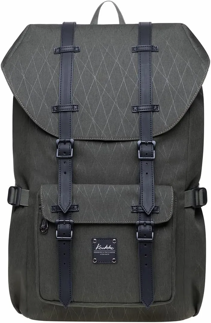 KAUKKO Laptop Travel Backpack Outdoor Rucksack Fits 15.6 Inch Laptop (18-army green)