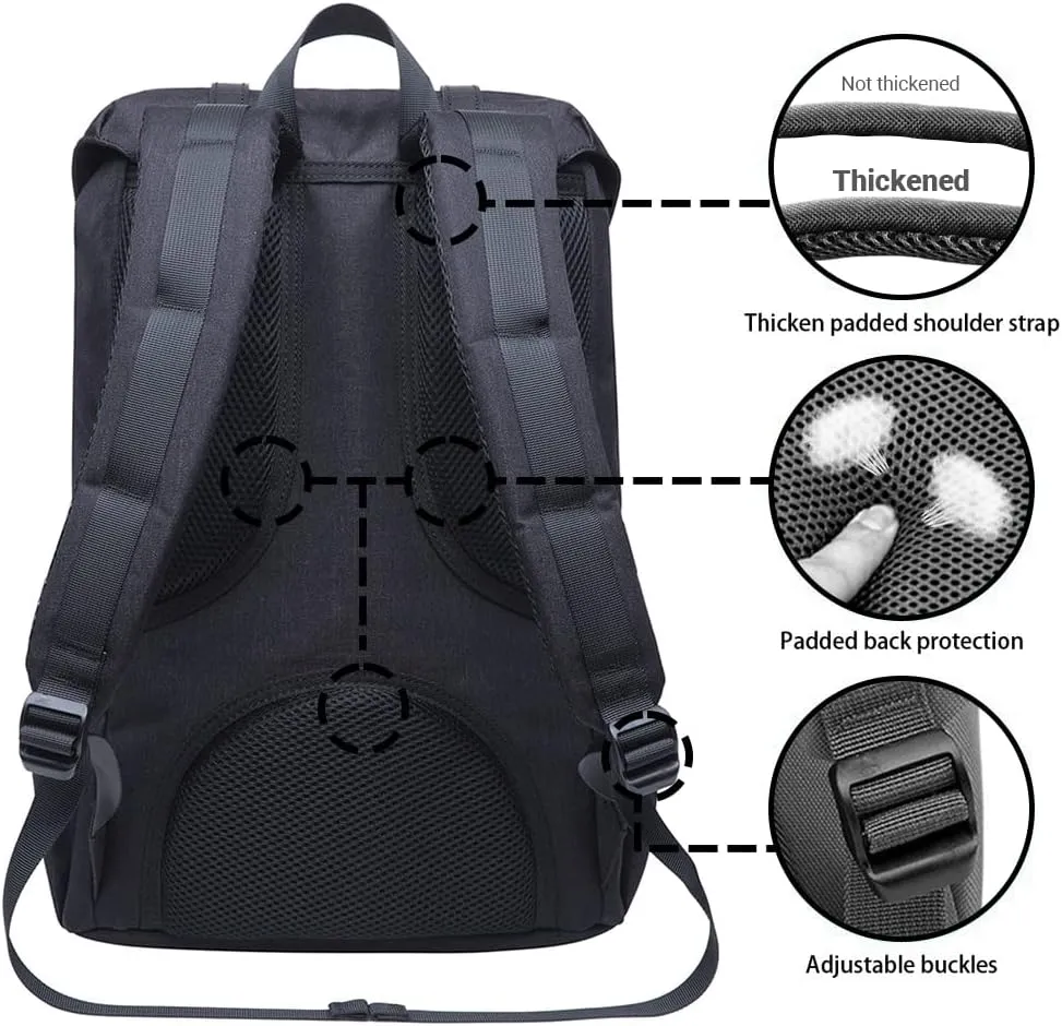 KAUKKO Travel Laptop Backpack, Outdoor Rucksack, Causal backpack Fits 15.6"(Nylon Black)