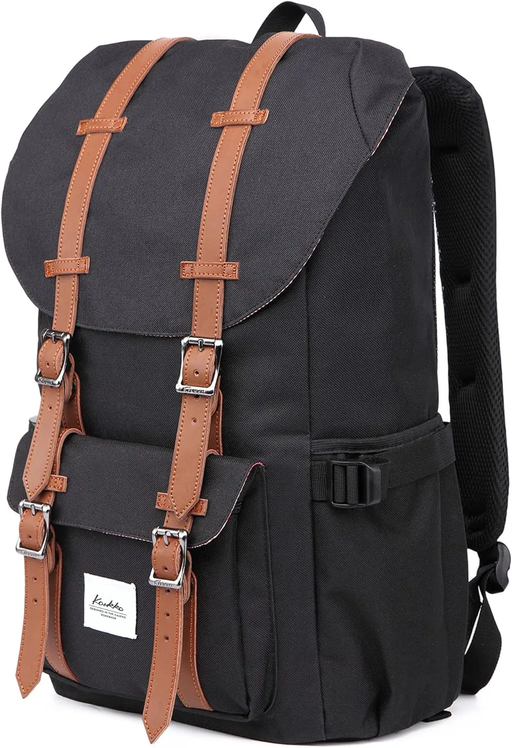 KAUKKO Travel Laptop Backpack Outdoor Rucksack Causal backpack Fits 15.6"(Nylon Black)
