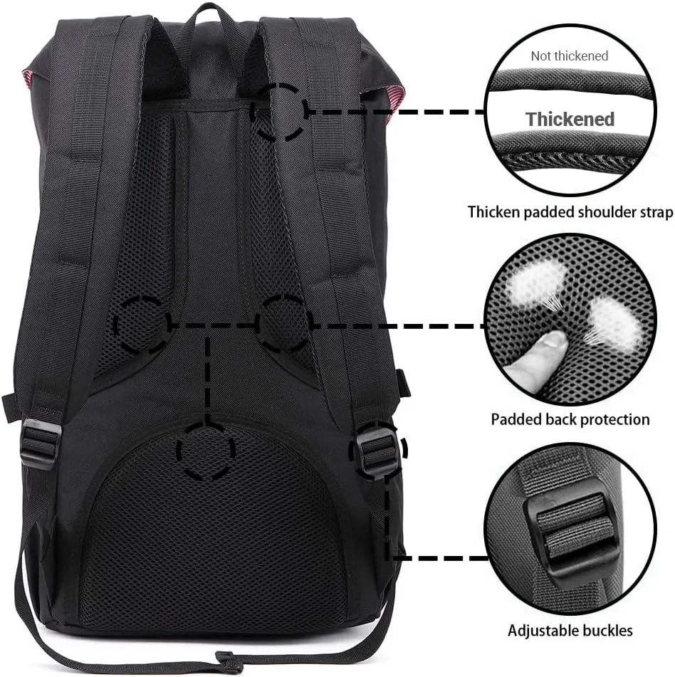 KAUKKO Travel Laptop Backpack Outdoor Rucksack Causal backpack Fits 15.6"(Nylon Black)