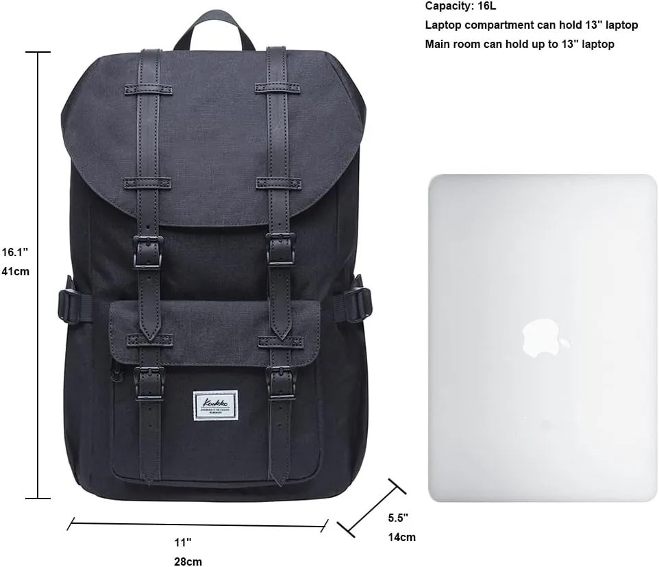 KAUKKO Travel Laptop Backpack, Outdoor Rucksack, Causal backpack Fits 15.6"(Nylon Black)