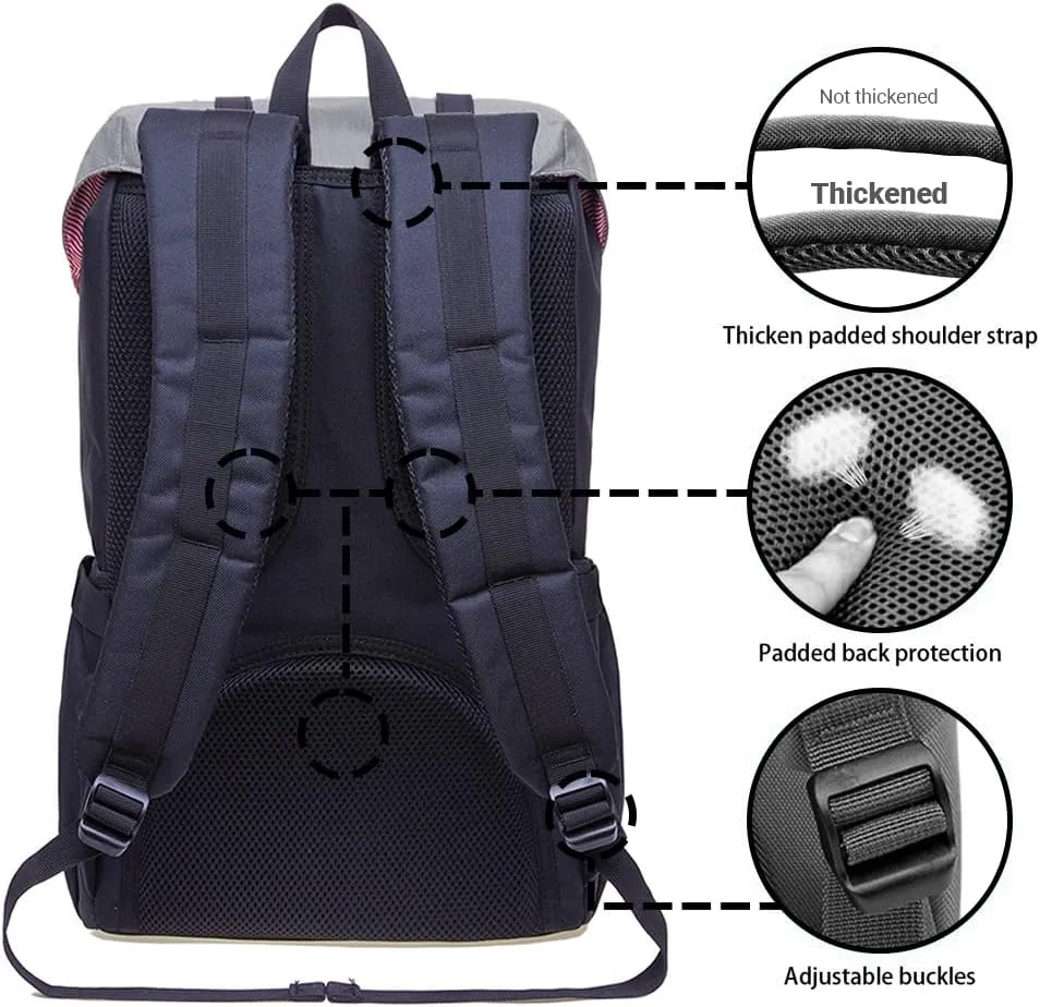 KAUKKO Travel Laptop Backpack Outdoor Rucksack Causal backpack Fits 15.6"(Nylon Blackgrey)