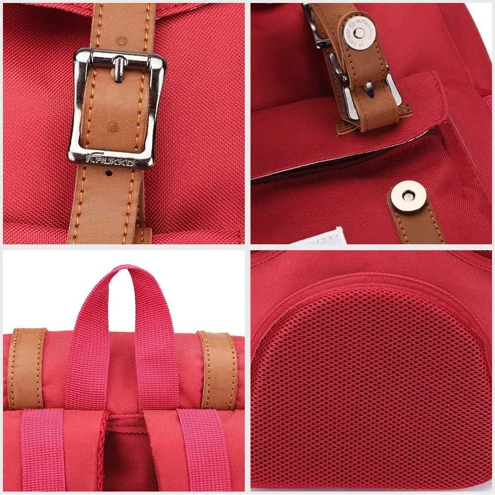 KAUKKO Travel Laptop Backpack Outdoor Rucksack Causal backpack Fits 15.6"(Nylon Red)