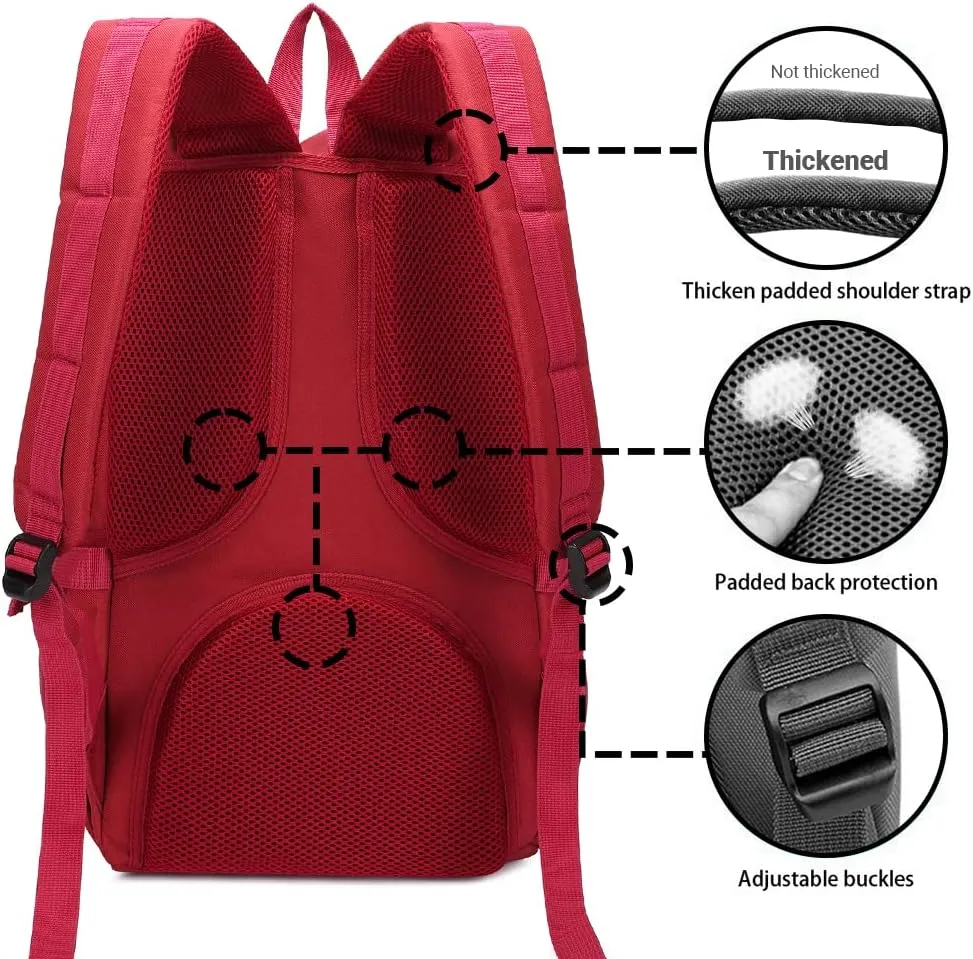 KAUKKO Travel Laptop Backpack Outdoor Rucksack Causal backpack Fits 15.6"(Nylon Red)