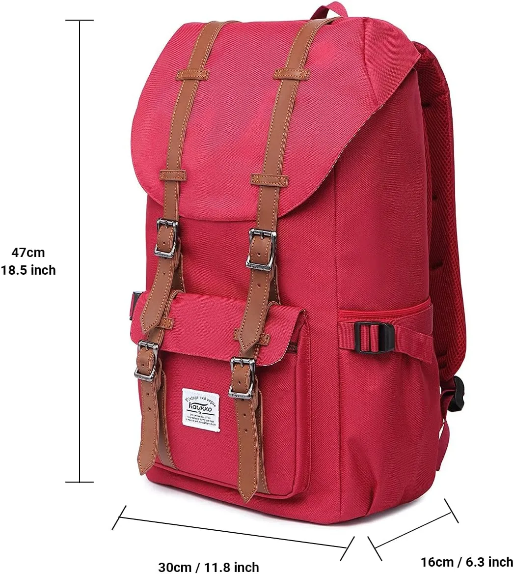 KAUKKO Travel Laptop Backpack Outdoor Rucksack Causal backpack Fits 15.6"(Nylon Red)