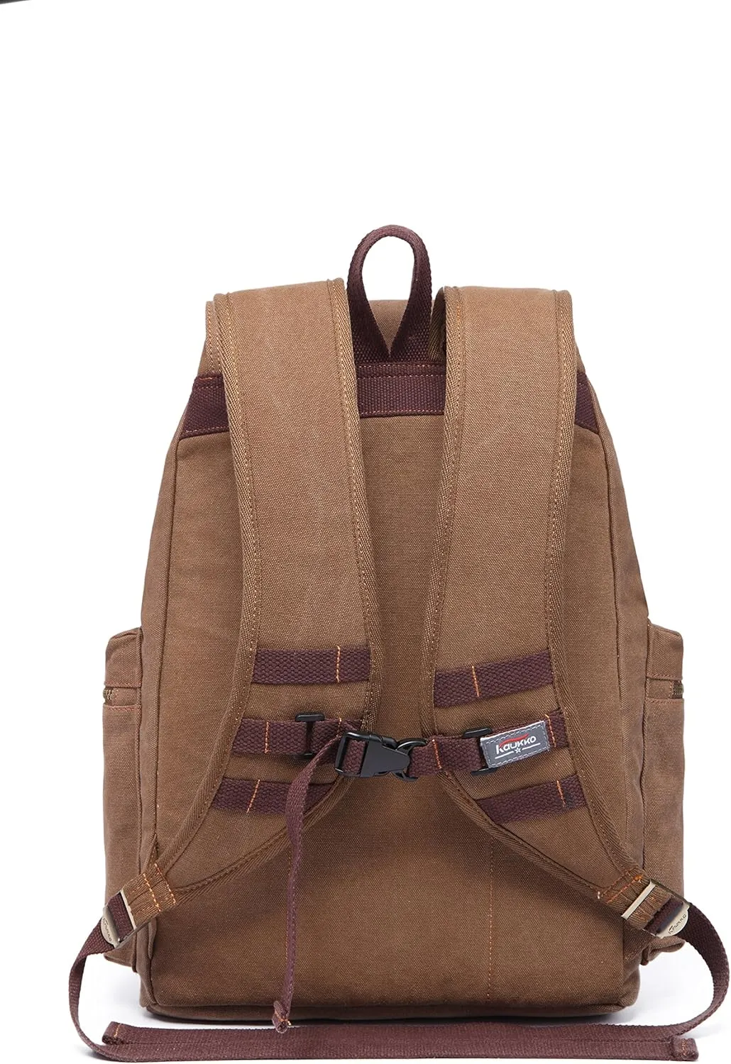 KAUKKO Vintage Casual Canvas and Leather Rucksack Backpack 19L,KHAKI